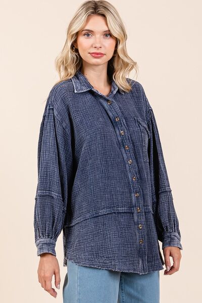 Mittoshop Textured Shirt Dark Navy Collared Neck Long Sleeve with Pocket a63edf7a-ba7c-4685-b2af-044bbb8dff07-Min Trendsi
