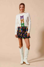 SO ME Sequins Mini Skirt Mardi Gras Checker Ruffled a64e441c49f84701a69144b06160a6ae-Max-Origin Trendsi
