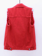 Denim Jacket Women's Raw Sleeveless Flap Pockets Plus Sizes S-5XL a657215f-5639-4035-a4fa-9cbaad61378d-Max Trendsi