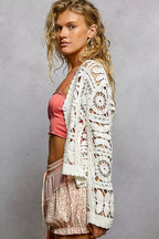 POL Crochet Cropped Cardigan Off White Womens V-Neck Long Sleeve a6754d91-47b1-469b-963e-4bfc1ae90df0-Max-Origin Trendsi