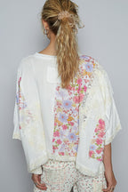 POL Blouse Off White Floral Lace Patch Round Neck Double Gauze Top a67a5da8-4df0-40f8-a7c0-70cf2c3a61b8-Max Trendsi