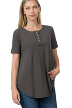 Zenana Short Sleeve Button-Down Shirt Top