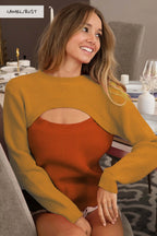 BiBi Womens Sweater Camel Color Block Knit Top With Cut Out Neck a686a70b-610a-4229-845c-269409adc2cc-Max-Origin Trendsi