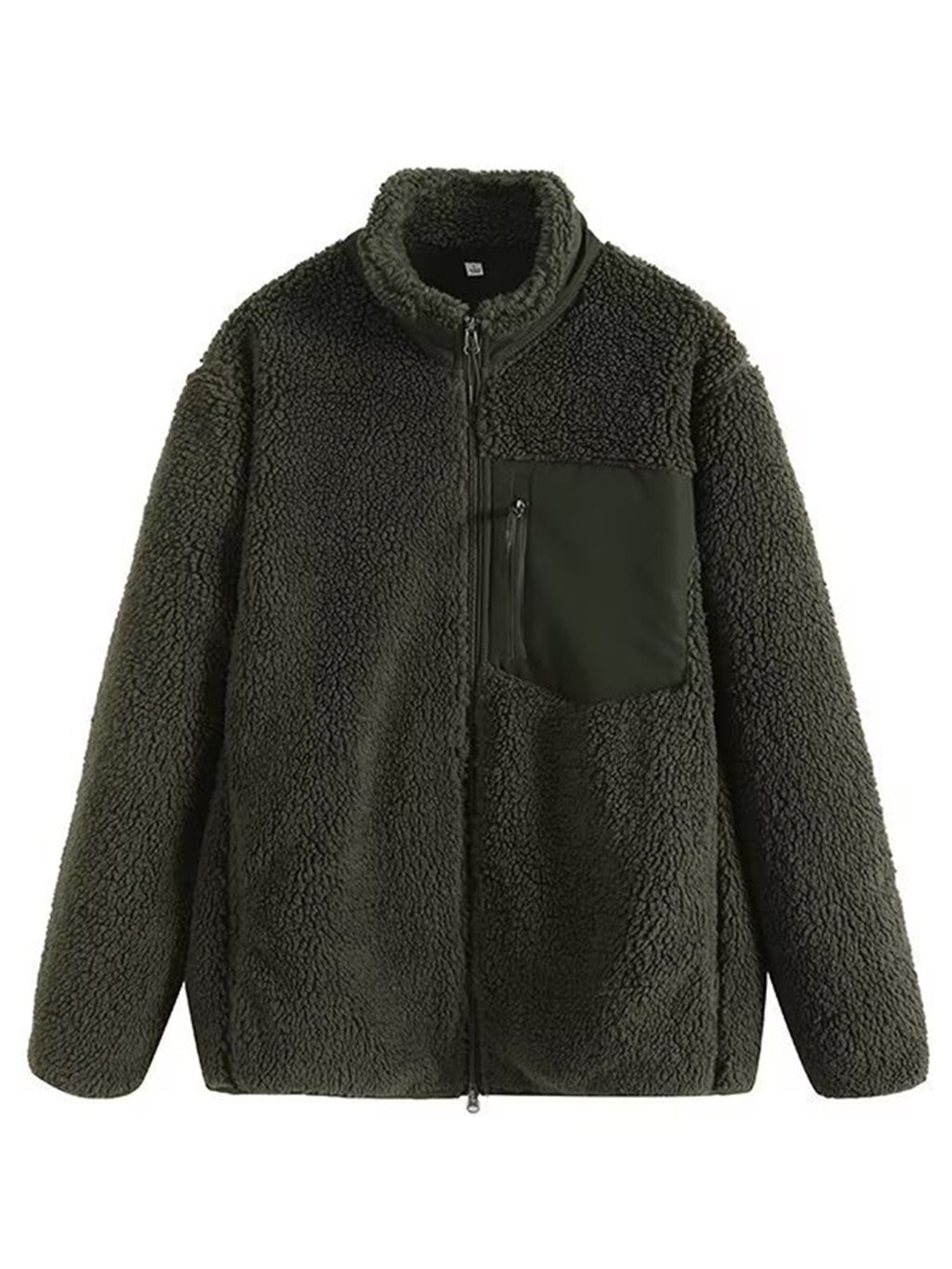 Plush Women Jacket Zip Up Long Sleeve Zip Outer Pocket Collared Outwear a687d717-3624-4ee9-a1d1-a0e02b576826-Max Trendsi