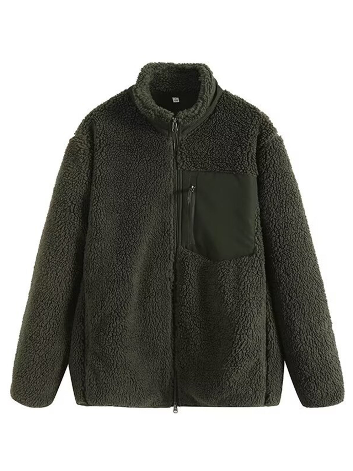 Plush Women Jacket Zip Up Long Sleeve Zip Outer Pocket Collared Outwear a687d717-3624-4ee9-a1d1-a0e02b576826-Max Trendsi