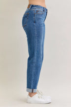Judy Blue Jeans Mid Rise Boyfriend Classic Cuffed Plus Sizes Women's Denim a697f2ad144046f0a32d482cefc192fd-Max-Origin Trendsi