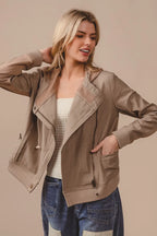 BiBi Jacket Textured Woven Rider Hooded Long Sleeve Zipper a6a1f2bb3c5a4ee7a6f6435dde0f6ed3-Max-Origin Trendsi