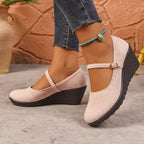 Women's Loafers Faux Suede Round Toe Wedge High Heels Shoes a6b44541e2ed40489d71f594541e874d-Max-Origin Trendsi