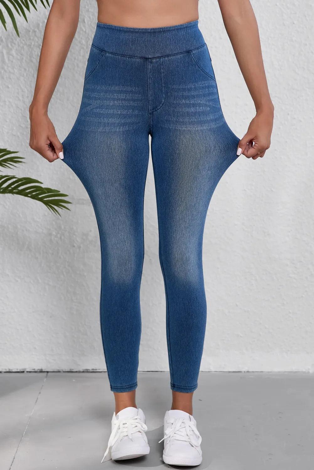 Skinny Jeans High Waist Slimming Blue Denim Pocketed Leggings a6bc200d-fa04-4988-973d-691dbbe3822b-Max Trendsi