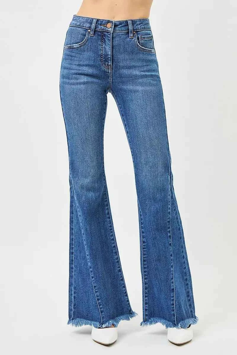 RISEN Mid Rise Flare Side Seam Detailing Jeans a6eb66e13b204ea8aeae1641b486e94d-Max-Origin Trendsi