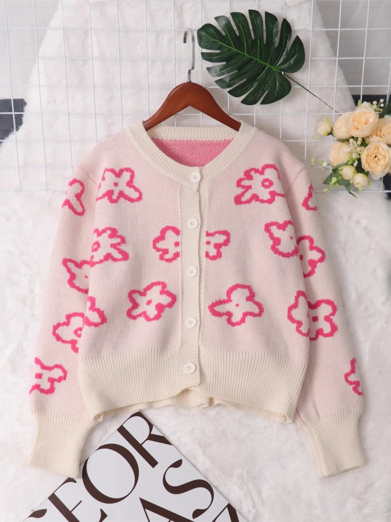 Women's Cardigan Floral Pattern Knit Button-Up Long Sleeve a70e997a96f942199b40d73b10e1e91a-Max-Origin Trendsi