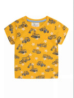 Boy's T-Shirt Children's Cotton Construction Vehicle Print Crew Neck Short Sleeve Mustard a732d438-60df-4102-8d86-f862c594ee1c-Max-Origin Trendsi