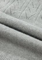 Gray Cardigan Woolen Blend Openwork Button Down Long Sleeve Knitwear a7371429-5b4e-4226-9c25-c24a9a1e4502-Max Trendsi