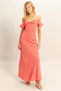 HYFVE Maxi Dress Pink Flattering Fit Cami Asymmetrical Ruffled PINK a73c33ca6bf142e1926921665698c6b5-Max-Origin Trendsi