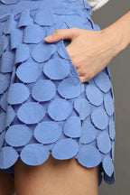 Umgee Shorts Polka Dot Lace Round Cut Out Blue Purple Pocketed a759bf22-8460-49b9-8cc7-f30c8c0807fb-Max Trendsi