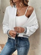 Textured Jacket Zip Up Long Sleeve Outwear a776137c-4b8b-4fd1-b732-5e0bec88990b-Max Trendsi