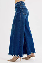 RISEN Womens Jeans Ankle Wide High Rise Raw Hem Dark Wash Plus Sizes a795be9ee02f459499901a8599084947-Max-Origin Trendsi