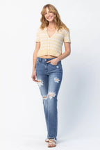 Judy Blue Straight Jeans Medium Wash Mid Rise Destroy Plus Sizes Denims a7ee206a-2e1c-4532-84b4-f4f8bf181bba-Max-Origin Trendsi