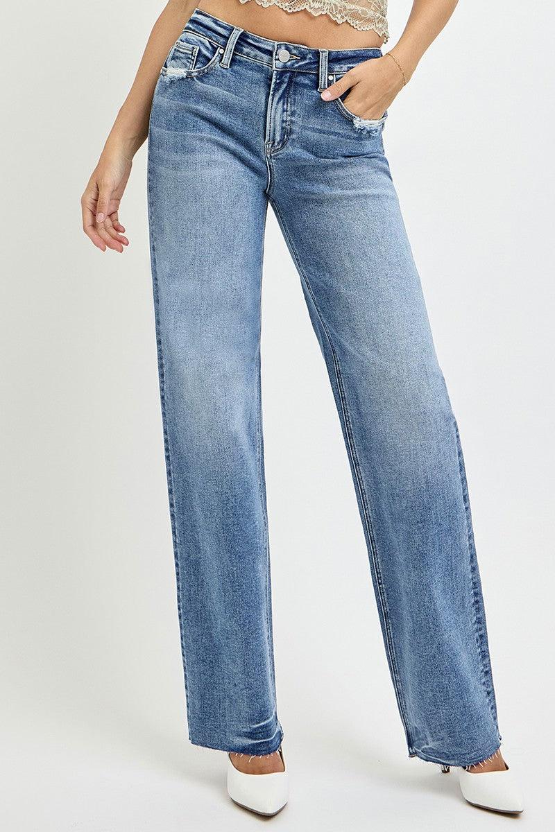 RISEN Jeans High Rise Straight Leg with Pockets Denim Pants