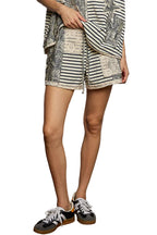 POL Drawstring Striped Shorts with Paisley Print and Crochet Patch Details