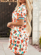 Mini Floral Dress Contrast Trim Split Neck Puff Short Sleeve Tiered a83aa02b-52bd-4a92-8e01-8bdaeb344ada-Max-Origin Trendsi