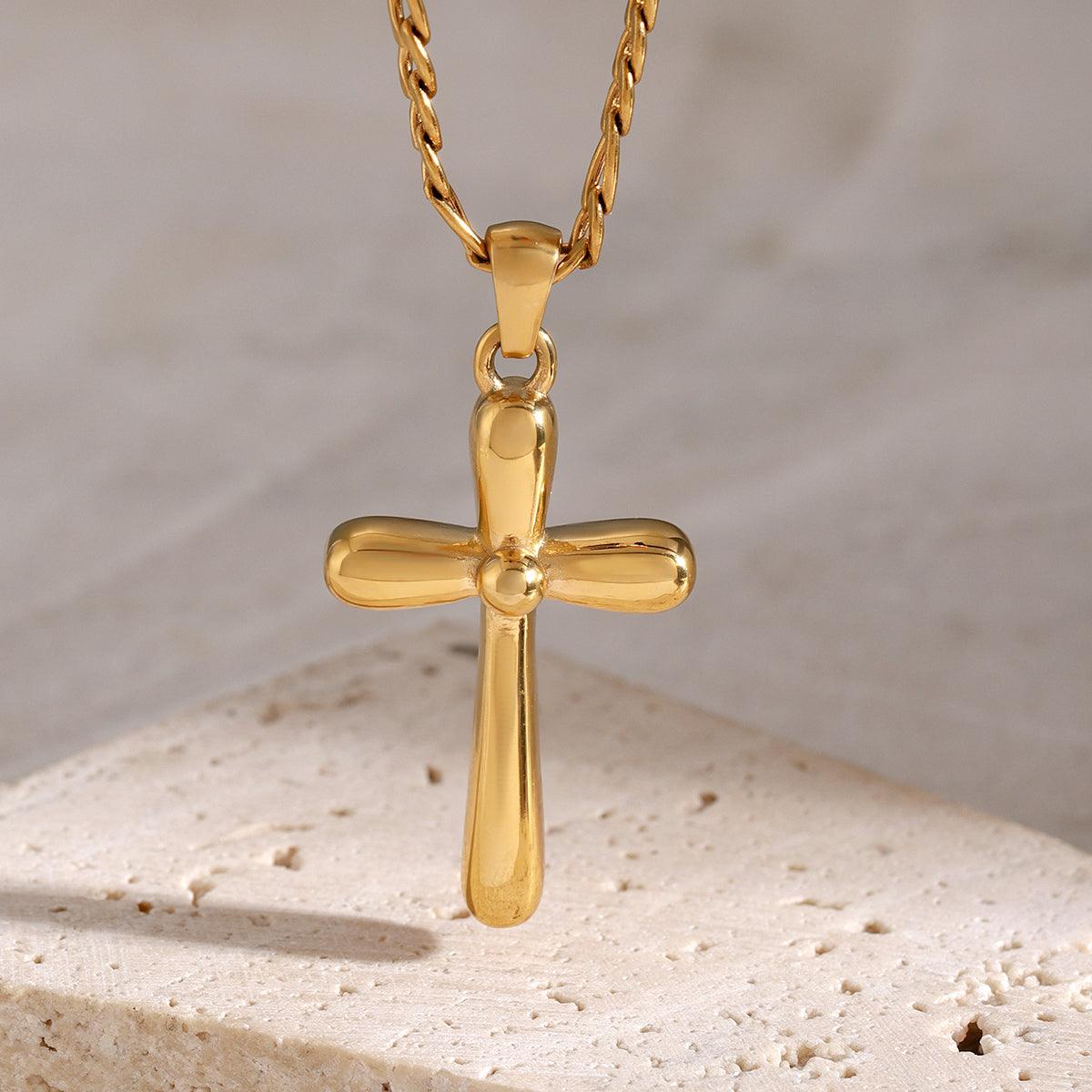 Necklace Gold Stainless Steel Cross Pendant 18K gold-plated Jewelry a842885c-5144-4f7d-b400-e5e877c0dd32-Max Trendsi