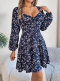 Mini Dress Floral Printed Sweetheart Neck Balloon Sleeve Navy a84985d6-4ce8-4f9b-bd92-5281fc73663a-Max Trendsi