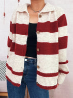 Women's Cardigan Striped Button-Up Cozy Soft Long Sleeve a857a29779664ed188e2f3cf171d6fd4-Max-Origin Trendsi