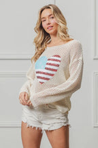 BiBi Knit Top Sequin American Flag Heart Up Embroidered Long Sleeve a85baa4aa99b4a788bb65fecc43287b3-Max-Origin Trendsi