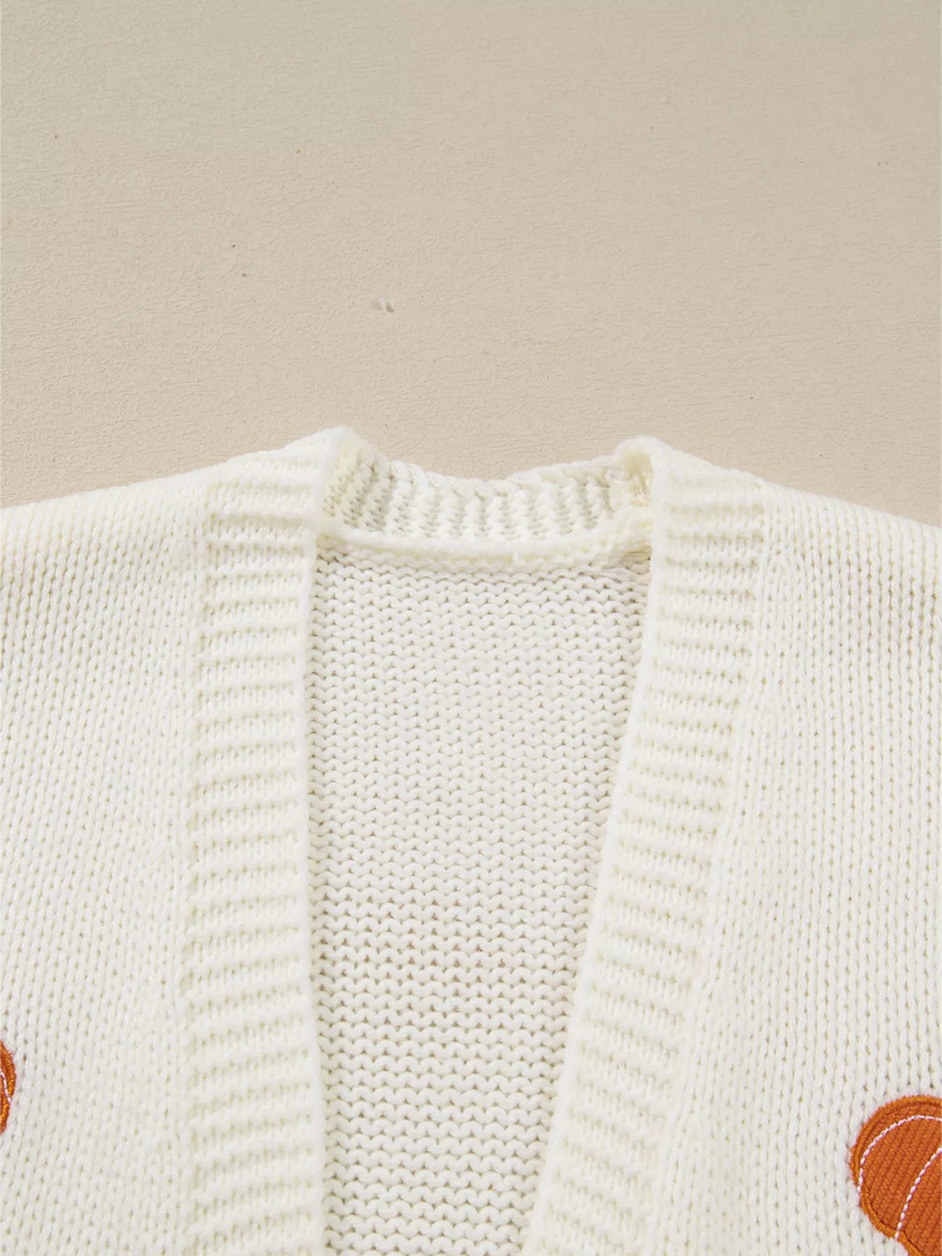 Women's Cardigan Cream Halloween Pumpkin Embroidered Knit Open Top a8b0b53a97e746f0a940079668ae587b-Max-Origin Trendsi