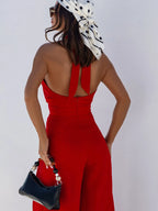Women's Jumpsuit Wide Leg Cutout Halter Neck Backless Zipper Overall a8e63ab8-a53d-4ecb-9ae6-0b22b8b25183-Max-Origin Trendsi