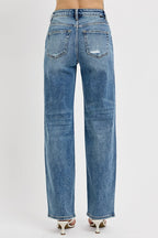 Women's Denim Jeans Medium Washed RISEN USA Distressed Wide Leg Denim Pants a91c6002-c480-4c30-bd00-8e3a52bcfbd3-Max Trendsi
