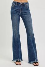 RISEN Womens Jeans Mid Rise Flare Frayed Hem Denim Pants Plus Sizes a926ae52010d4208b0fa647224567944-Max-Origin Trendsi