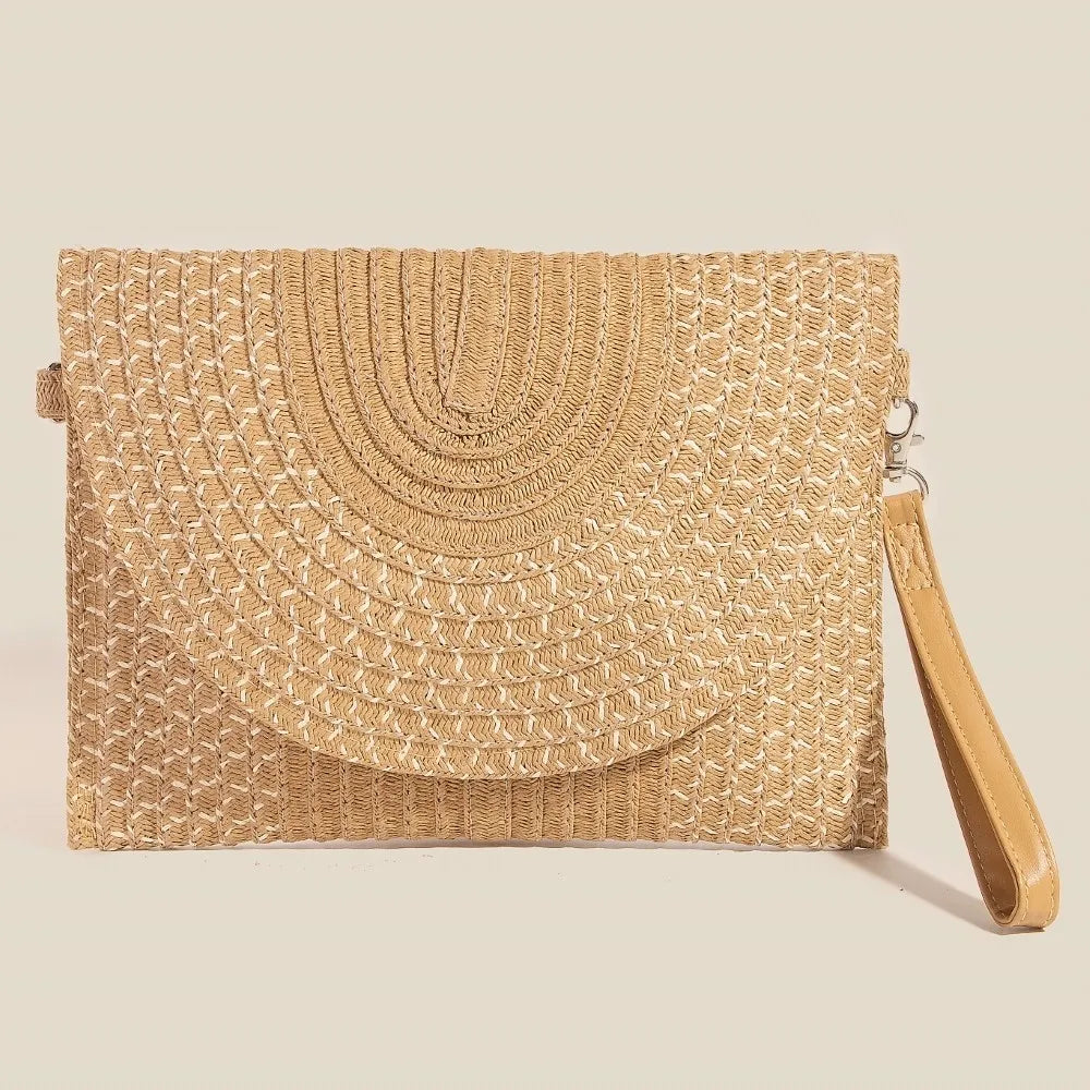 Fame Accessories Women's Straw Tan Tight Woven Envelope Clutch Bag a92cc9852f8a4b1fae9344c1d50e436a-Max-Origin Trendsi