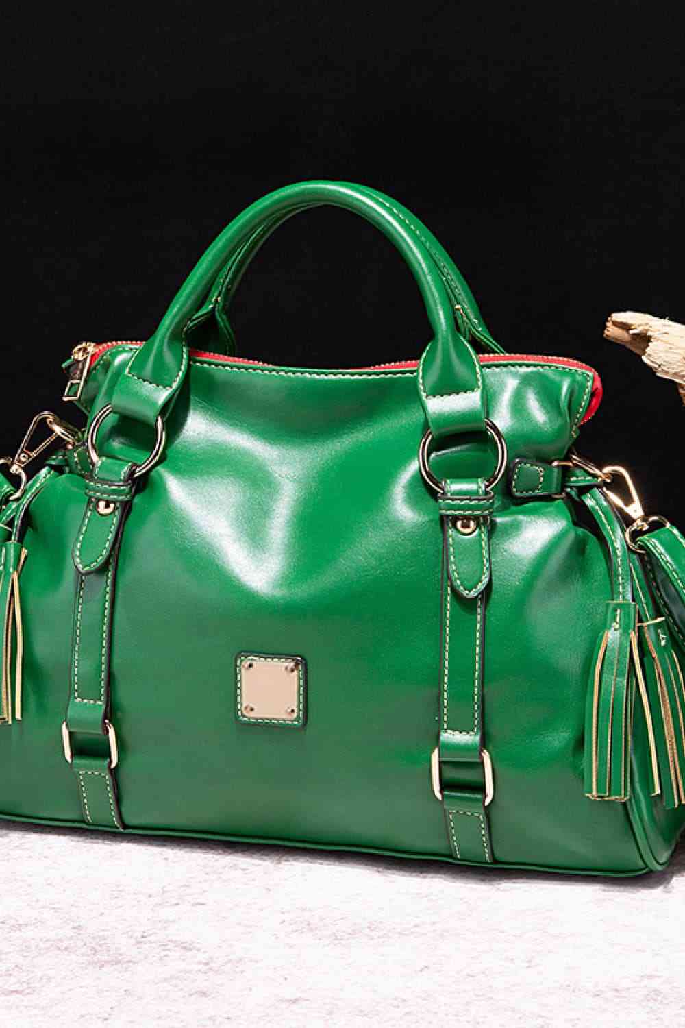 Large Tote Handbags Mehgan Women's PU Leather Zipper with Stylish Tassels Green One Size a9444164b1994482a06f68432bbf5a20-Min Trendsi