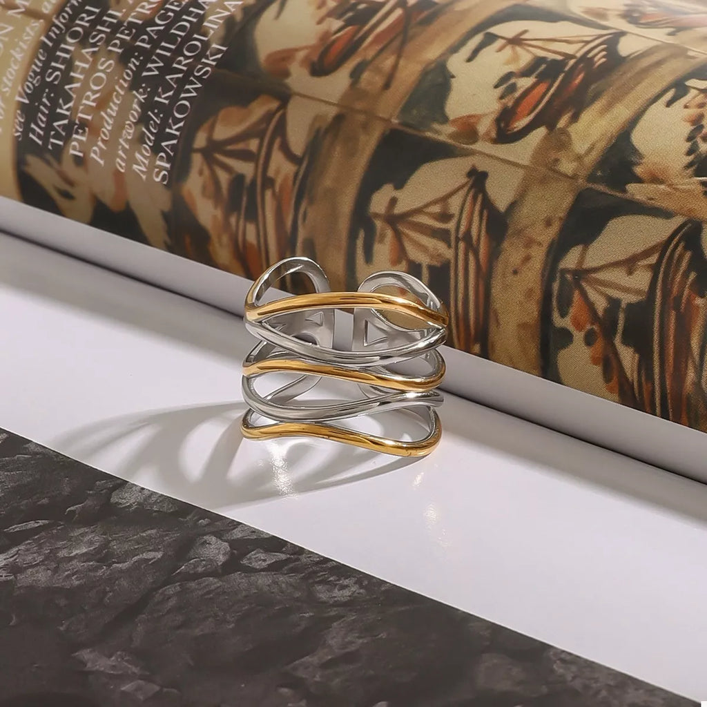 Open Ring 18K Gold-Plated Two-Tone Stainless Steel Women's Jewelry Gold One Size a95235da-4026-4566-8387-4ed58692d379-Max-Origin Trendsi