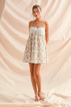 SO ME Mini Cami Dress Cotton Floral Mixed Print Sleeveless Smocked Ruffled a95610e23a7f40b1ab292f26d1990350-Max-Origin Trendsi