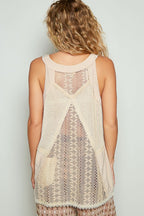 POL Tank Top Lace Up Crochet Lace Beige Sleeveless Blouse a9678dc6-5ea8-4166-b4b7-31519e4f23c3-Max Trendsi