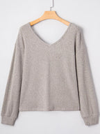 Womens Red Knit Top V Neck Ribbon Bow Back Long Sleeve Sweater a96b9b925db14bd7bf1e78aebefb3192-Max-Origin Trendsi