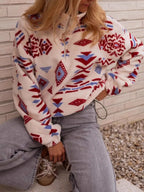 Womens Sweatshirt Fleece Geometric Coral Pattern Half Zip Collared a9a541e6-be2e-4ce4-bd02-f08986532520-Max-Origin Trendsi