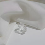 Floral Adjustable Open Ring in 925 Sterling Silver