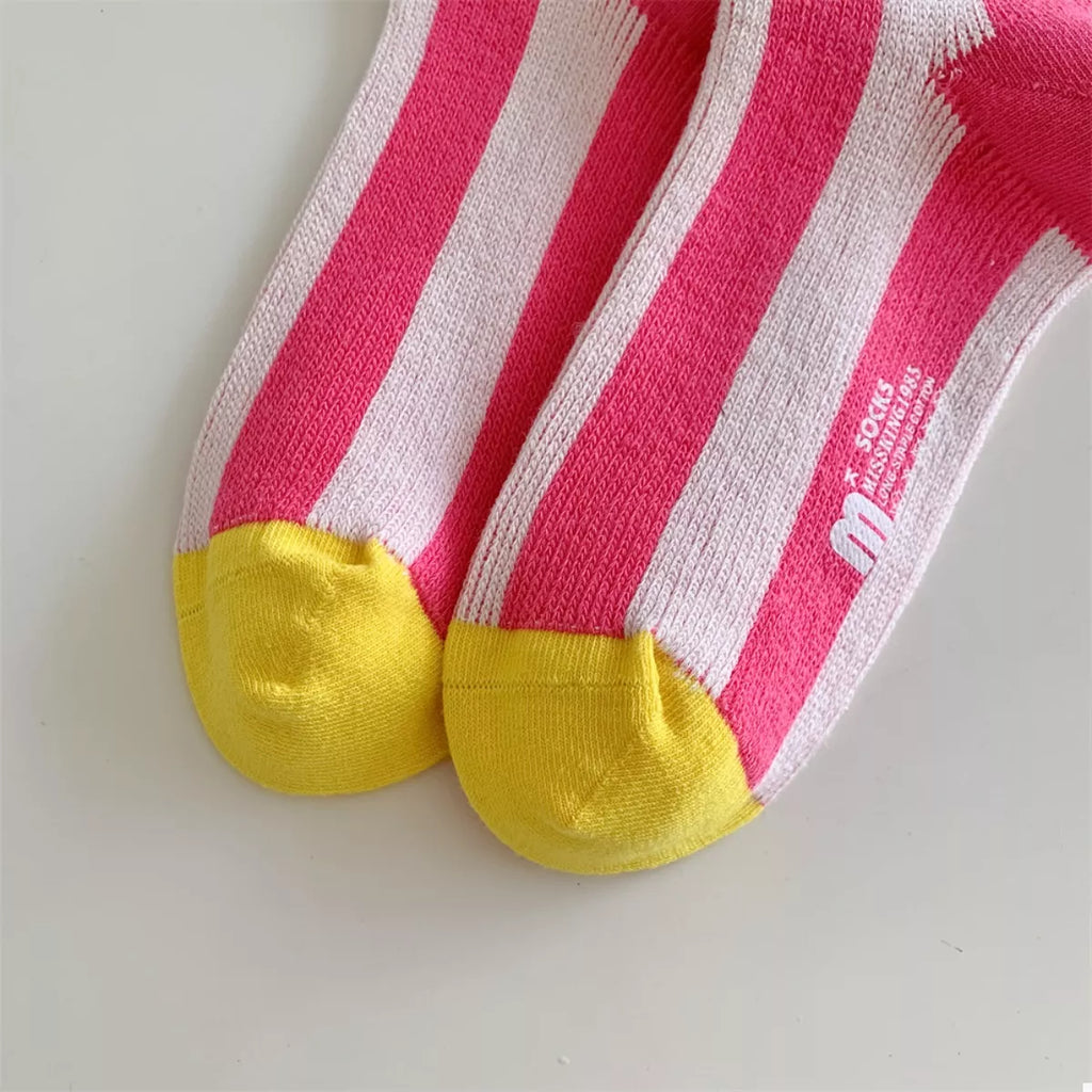 Women's Crew Socks Cotton Contrast Striped Accessories a9befb3a-0c71-4ab1-a064-72fa06c6dfc7-Max-Origin Trendsi