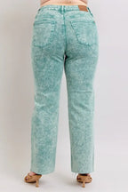 Judy Blue Jean High Waist Garment Dyed Raw Hem Dad Pants a9c6e5d0-19a3-4995-b6e6-39ade0e7e4cb-Max-Origin Trendsi