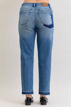 Judy Blue Jeans Boyfriend Patch & Repair Destroy Release Hem Mid Rise Plus Sizes a9cc9541449f49e5bf02c81348e311f1-Max-Origin Trendsi