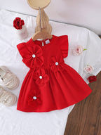 Children's Floral Dress with Ruffle Sleeves