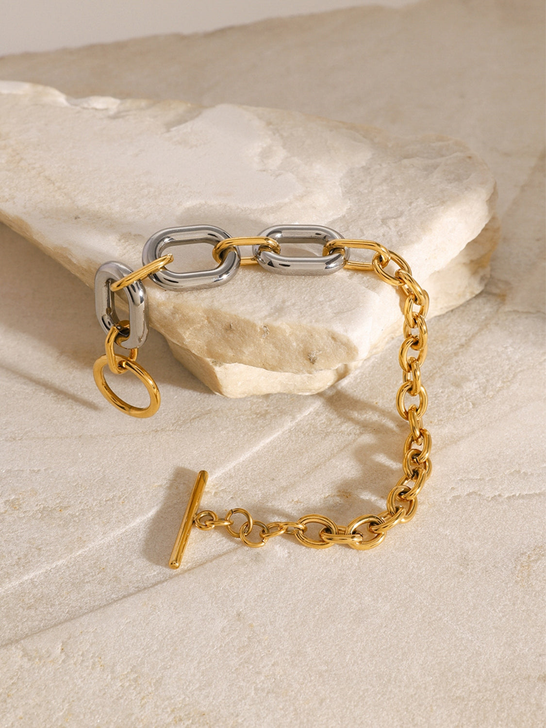 Women Chain Bracelet 18K Gold-Plated Gold Silver Stainless Steel Jewelry