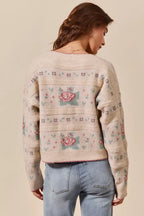 SO ME Womens Sweater Cardigan Floral Pattern Long Sleeve Button aa01b86fd8ee4fb184aa5ae772e63e96-Max-Origin Trendsi
