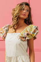 BiBi Mini Dress Flower Embroidered Floral Print Flared Short Sleeve aa0baf316d42474186e0d0350bdb3817-Max-Origin Trendsi