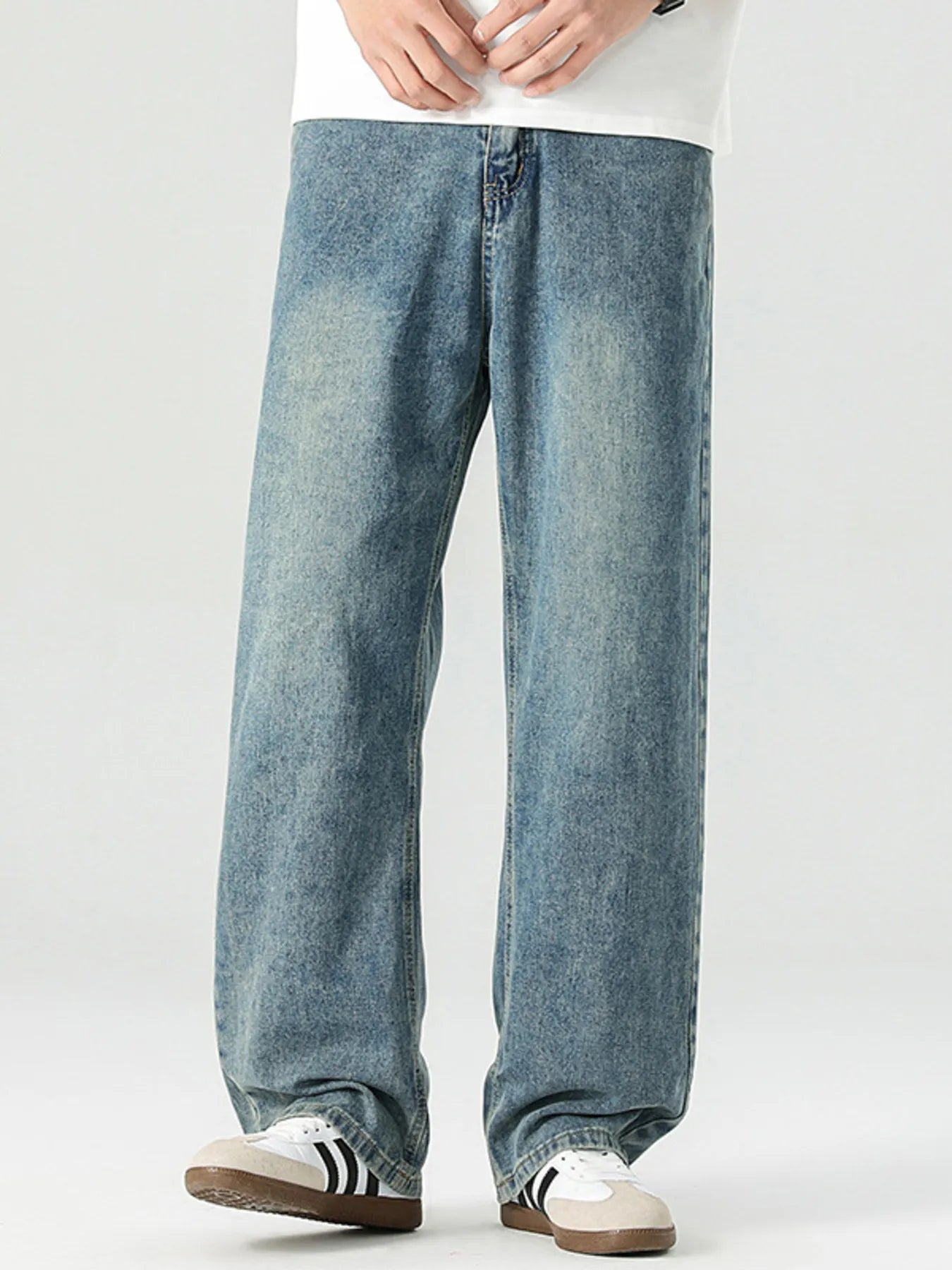 Men's Wide Leg Jeans High Waist Blue Washed Denim Casual Pants Blue aa4b5eacb83c4e52b3adfc3005b3f899-Max-Origin Trendsi