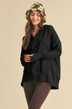 Aemi+Co Women Cotton Hoodie US Stock Black Half Snap Long Sleeve aa91f003-c13f-493a-a54c-75f6ffb44961-Max Trendsi